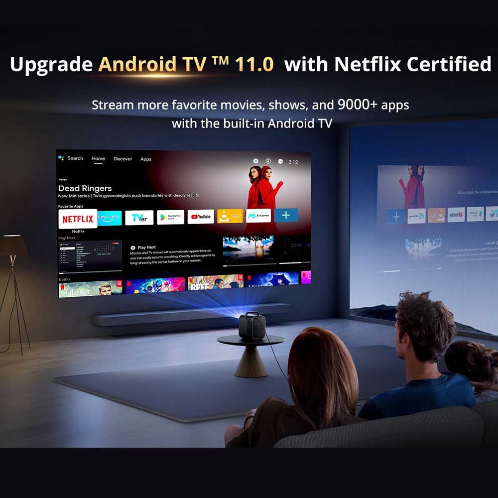 [Netflix &amp; Google TV Certified] ETOE Seal Pro 1000 ANSI LCD Projector, Native 1080P, Dolby Audio Certified, Auto Focus. Auto Keystone Correction, 2*10W Speakers, Built-in Chromecast, Google Assistant, HDMI 2.1