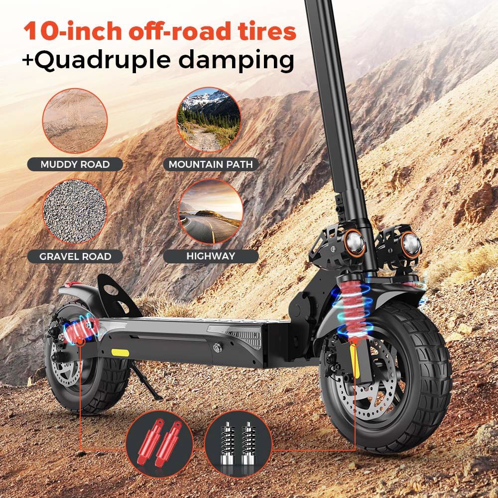 iScooter iX4 10-inch Electric Scooter 800W Motor max speed 45km/h 48V 15Ah Battery up to 40-45km Range App Control, Body Warning Light
