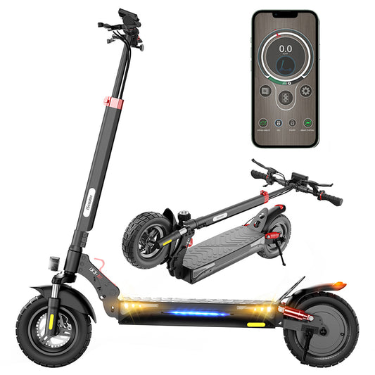 iScooter iX3 Folding Electric Scooter, 10&quot; Pneumatic Tires, 800W Motor, 10Ah Battery, 40km/h Max Speed, 40km Max Range, Adjustable Handlebar Height, App Control - Black