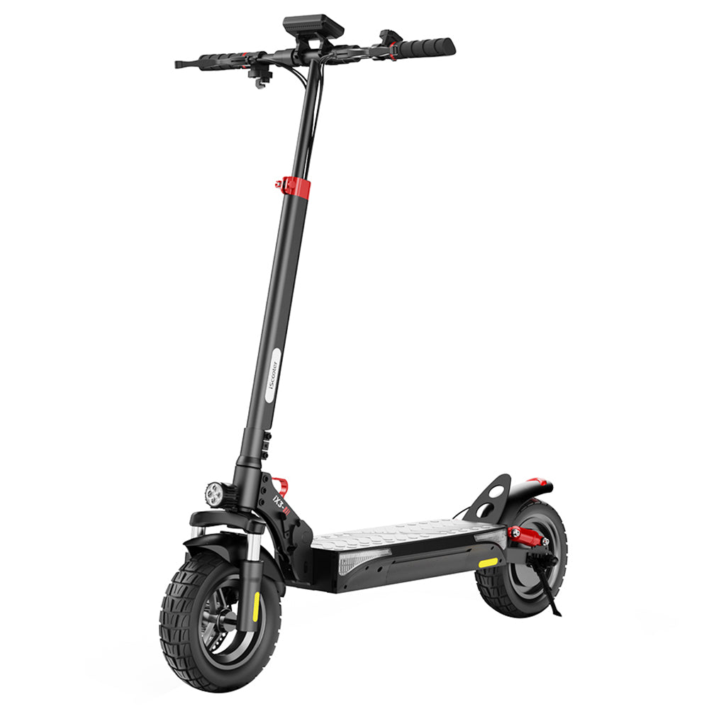 iScooter iX3 Folding Electric Scooter, 10&quot; Pneumatic Tires, 800W Motor, 10Ah Battery, 40km/h Max Speed, 40km Max Range, Adjustable Handlebar Height, App Control - Black