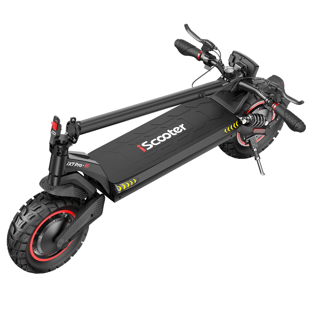 iScooter iX7 Pro Electric Scooter, 1000W*2 Motor, 48V 17.5Ah Battery, 10-inch Off Road Tires, 60km/h Max Speed, 80km Range, Front and Rear Disc Brakes, Dual Suspensions