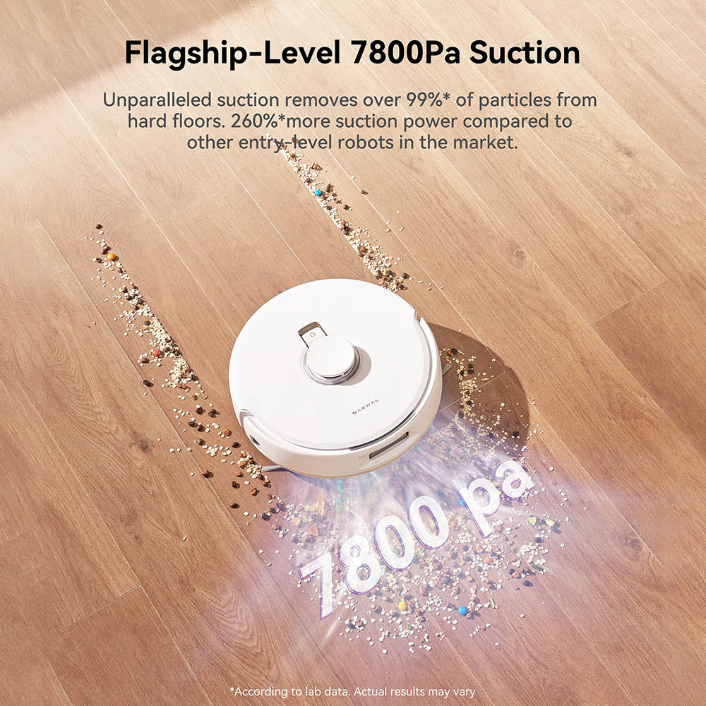 Narwal Freo X Plus Robot Vacuum Cleaner and Mop Built-in Dust Emptying, Strong 7800Pa Suction Power, Zero-Tangling Floating Brush, Alexa/Google Assistant/APP Control, Ideal for Pet Hair Hard Floor, Wood Floor