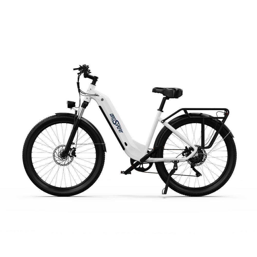 ONESPORT OT05 Electric Bike, 27.5&#39; Aluminum Frame, 250W ANANDA Motor, 36V 18.2Ah Battery, 25km/h Max Speed, 60-120km Range, Oil Disc Brake, Shimano 7 Speed, Torque Sensor, 100kg Max Load - White