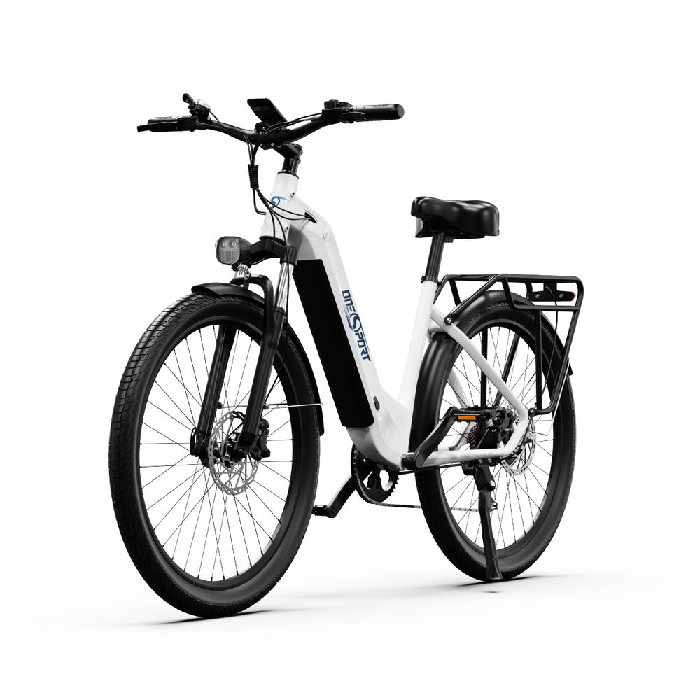 ONESPORT OT05 Electric Bike, 27.5&#39; Aluminum Frame, 250W ANANDA Motor, 36V 18.2Ah Battery, 25km/h Max Speed, 60-120km Range, Oil Disc Brake, Shimano 7 Speed, Torque Sensor, 100kg Max Load - White