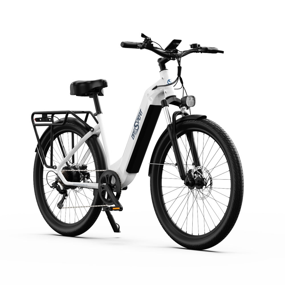 ONESPORT OT05 Electric Bike, 27.5&#39; Aluminum Frame, 250W ANANDA Motor, 36V 18.2Ah Battery, 25km/h Max Speed, 60-120km Range, Oil Disc Brake, Shimano 7 Speed, Torque Sensor, 100kg Max Load - White