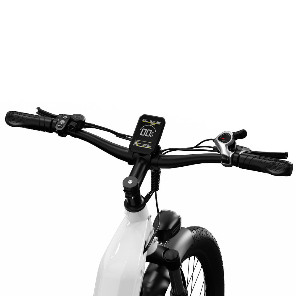 ONESPORT OT05 Electric Bike, 27.5&#39; Aluminum Frame, 250W ANANDA Motor, 36V 18.2Ah Battery, 25km/h Max Speed, 60-120km Range, Oil Disc Brake, Shimano 7 Speed, Torque Sensor, 100kg Max Load - White