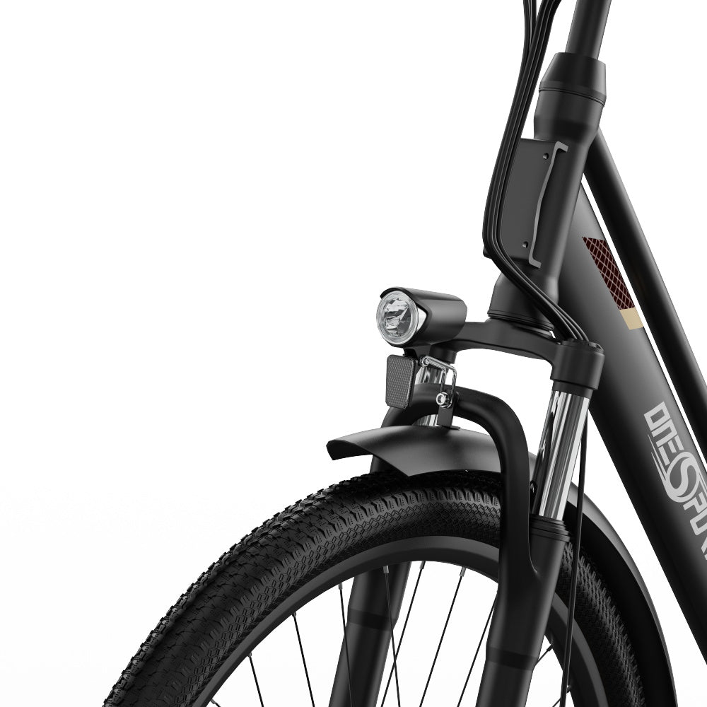 ONESPORT OT18 City Electric Bike, 26*2.35 inch wide Tires, 250W Motor 25km/h, 36V 14.4Ah Big Battery up to 100km Max Range,  Shimano 7-speed, Front Shock-absorbing fork, 25 Degree Climbing Bluetooth APP - Black