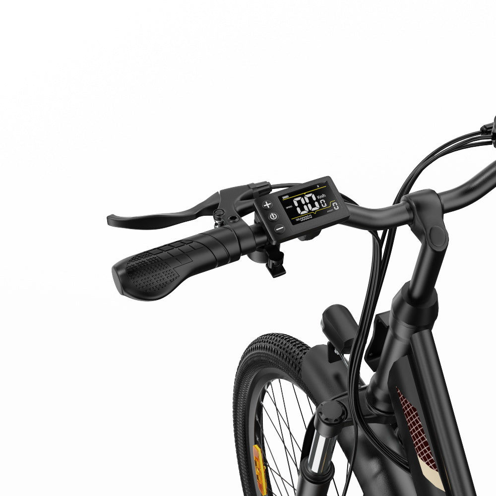 ONESPORT OT18 City Electric Bike, 26*2.35 inch wide Tires, 250W Motor 25km/h, 36V 14.4Ah Big Battery up to 100km Max Range,  Shimano 7-speed, Front Shock-absorbing fork, 25 Degree Climbing Bluetooth APP - Black