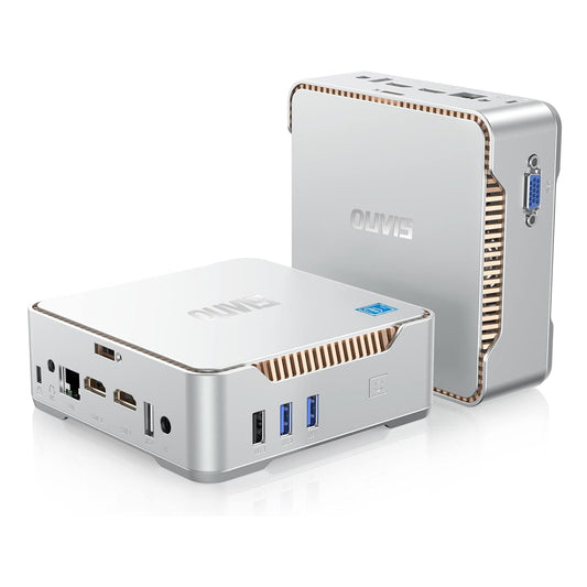 (2024 Upgraded Version) OUVIS GK3 Plus Mini PC, Intel Alder Lake N-95 Quad Core up to 3.4GHz, 16GB DDR4 RAM 512GB SSD, 2xHDMI VGA 4K@60Hz Triple Display, 2xUSB2.0 2xUSB3.0 1000Mbps LAN, 2.4/5GHz WiFi Bluetooth 4.2, with VESA - EU