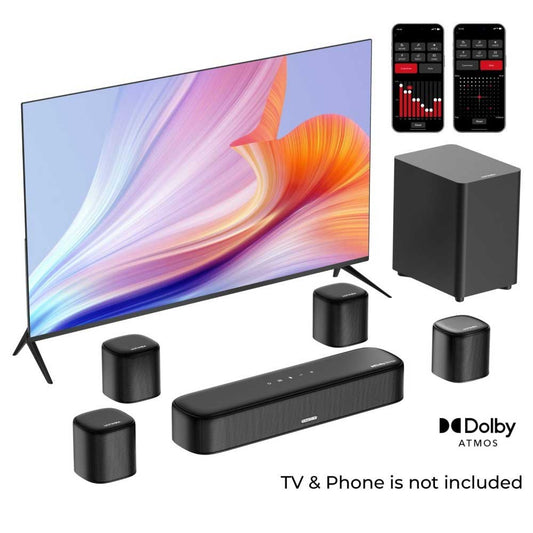 Ultimea Aura A60 7.1 Soundbar, Smart APP &amp; Voice Control, BassMX Technology, 350W Peak Power, HDMI eARC, 4 Surround Speakers, for Smart TV